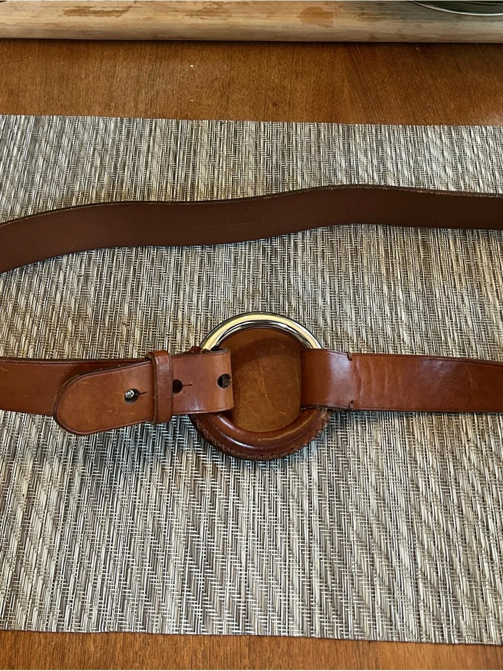Ralph Lauren Tan Leather Belt with Silver Circular Buckle 🤩🥳 🔥😻. Used - Picture 4 of 9